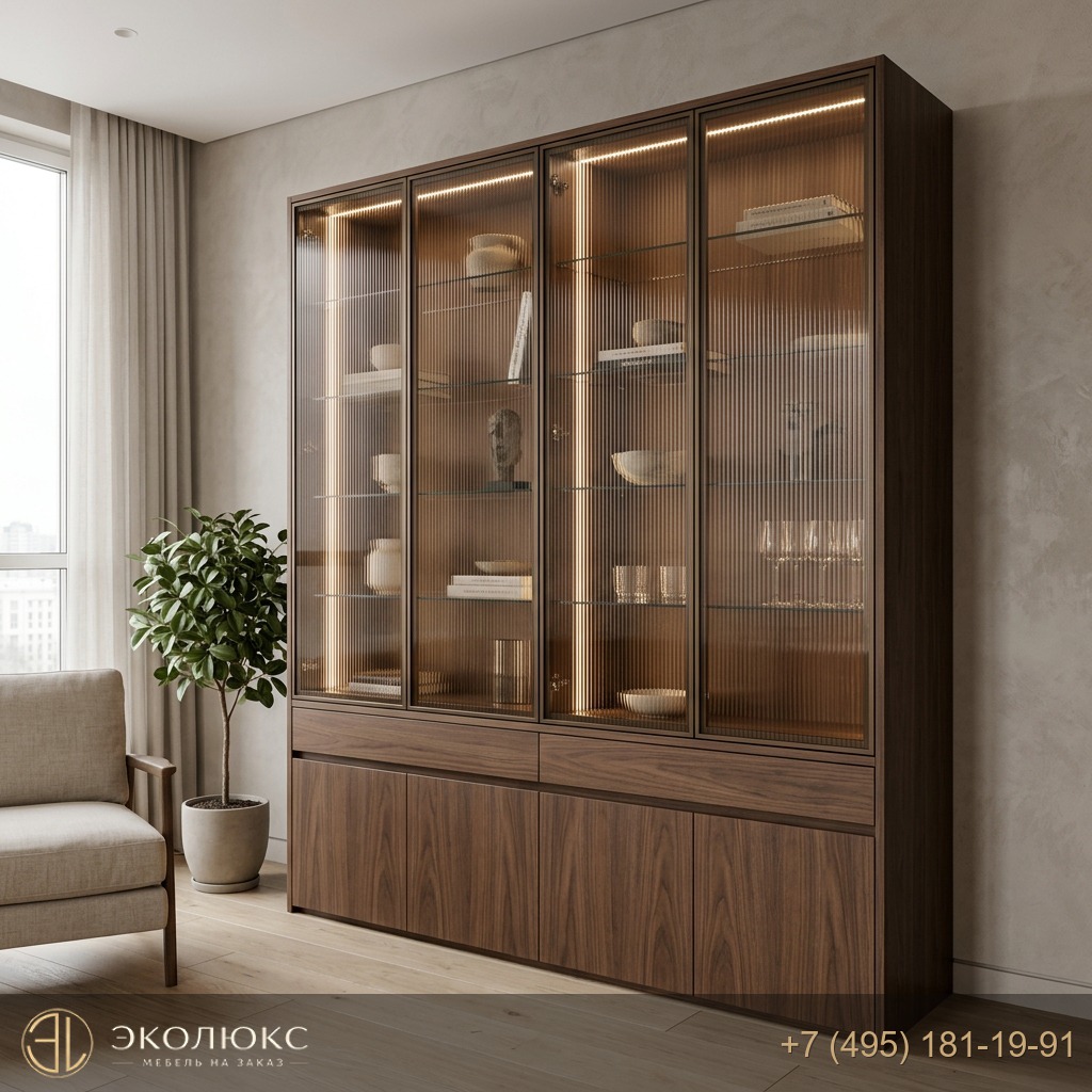 Витрина для гостиной Moru бронза (арт. 9076), Adem Glass на заказ