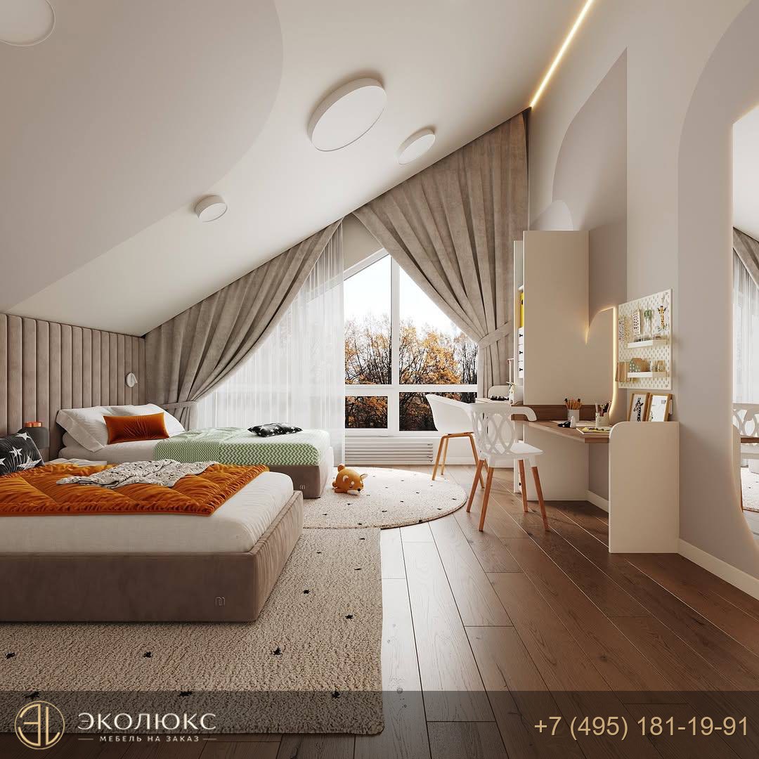 Детская рабочая зона для двоих с подсветкой фото 4